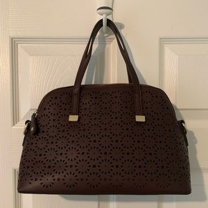 Maroon Handbag with Gold Accents